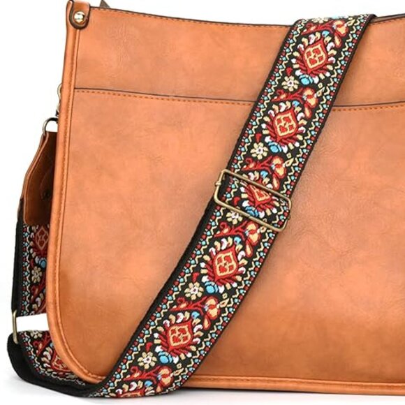 Vintage red lotus wide purse strap - Picture 5 of 5